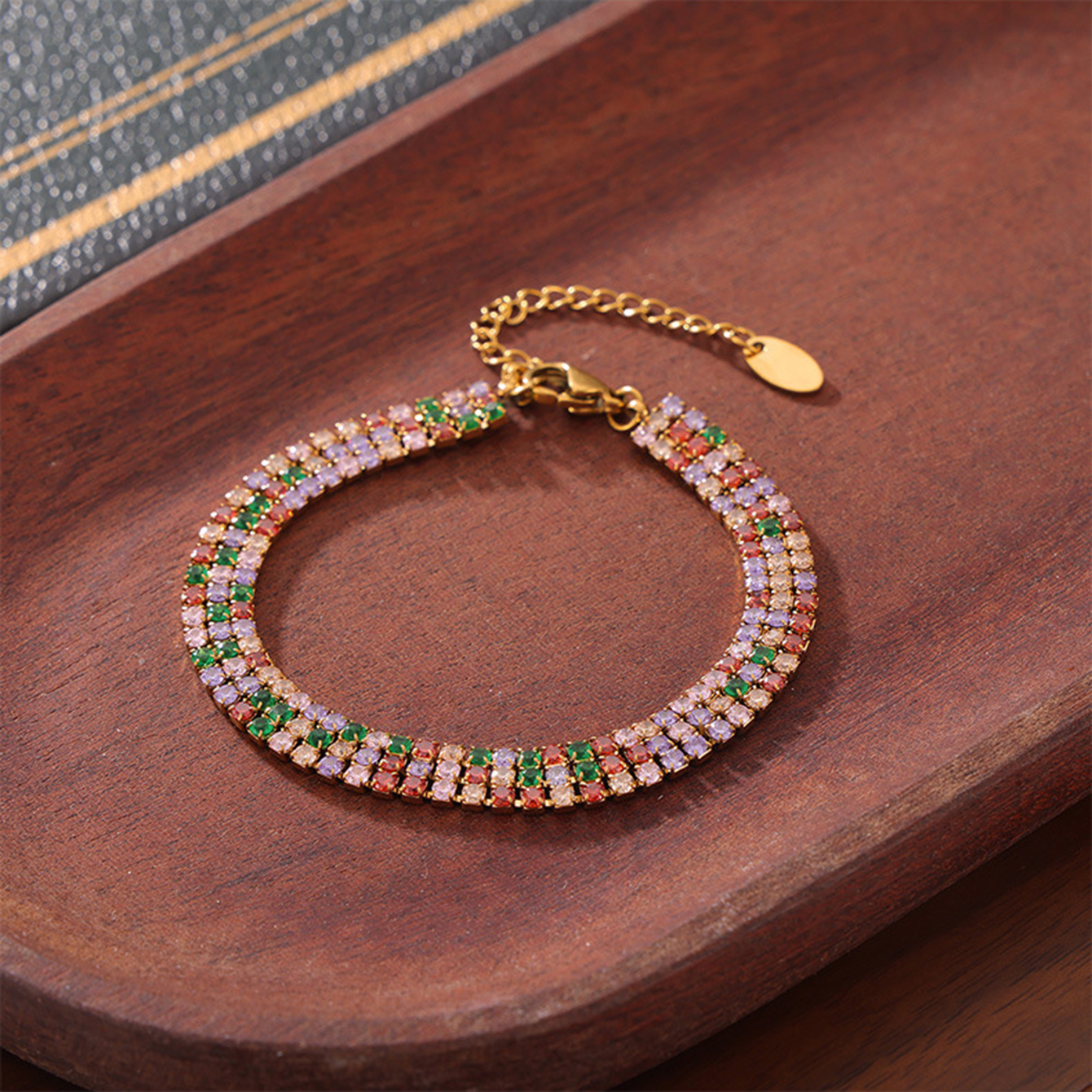 TUPMI CZ Bracelet for Women Multi Colored Crystal Tennis Bracelet Boho Vibrant Cubic Zirconia Bracelet Women Girls Gift