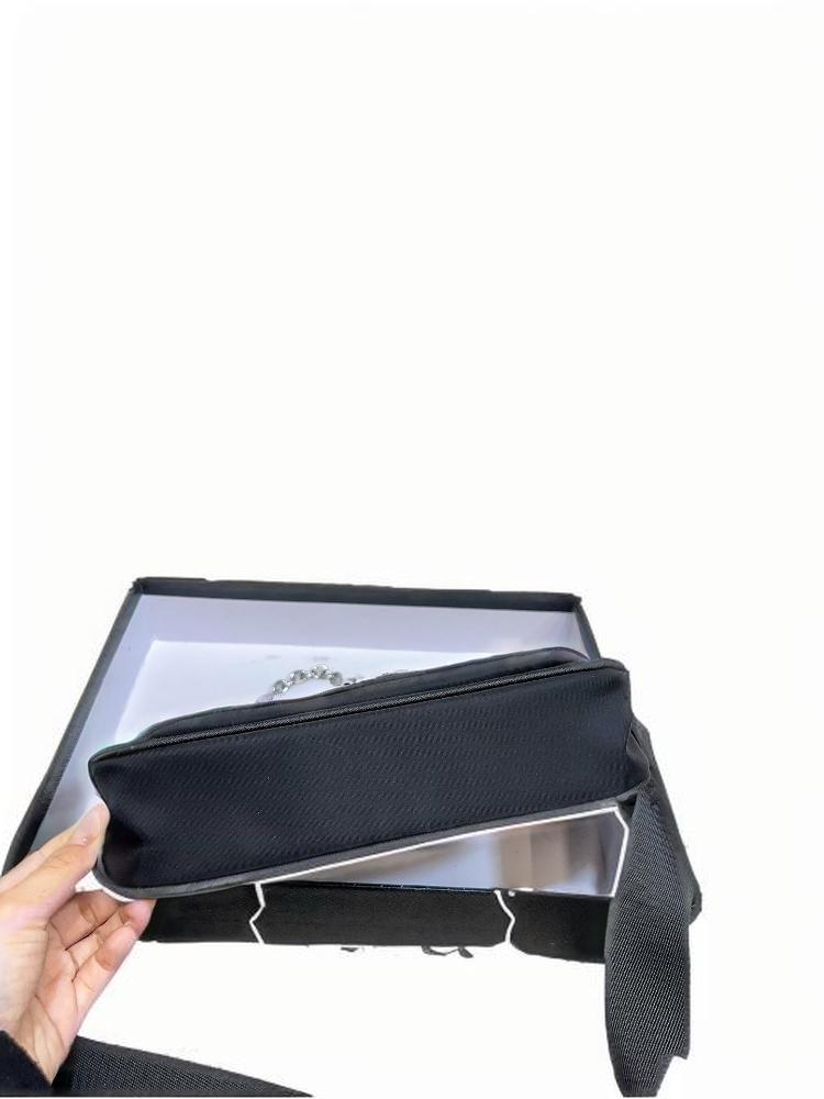 Nylon black 2-in-1 men's and women's casual chain practical single shoulder crossbody bag