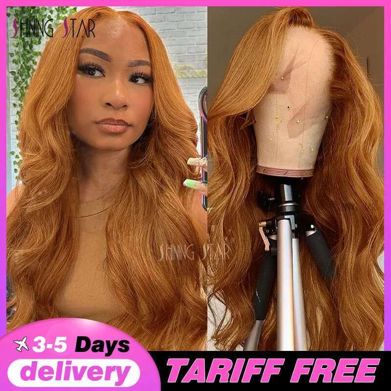 Ginger Blonde Human Hair Wigs For Women 13X4 Body Wave Hd Front Pre Plucked Brazilian Curly Lace Frontal Wig
