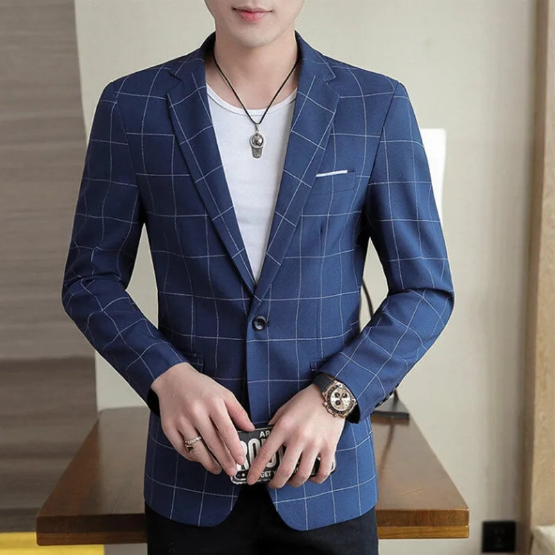 2025 explosive plaid pattern British suit jacket slim casual comfortable handsome mens clothing 250514