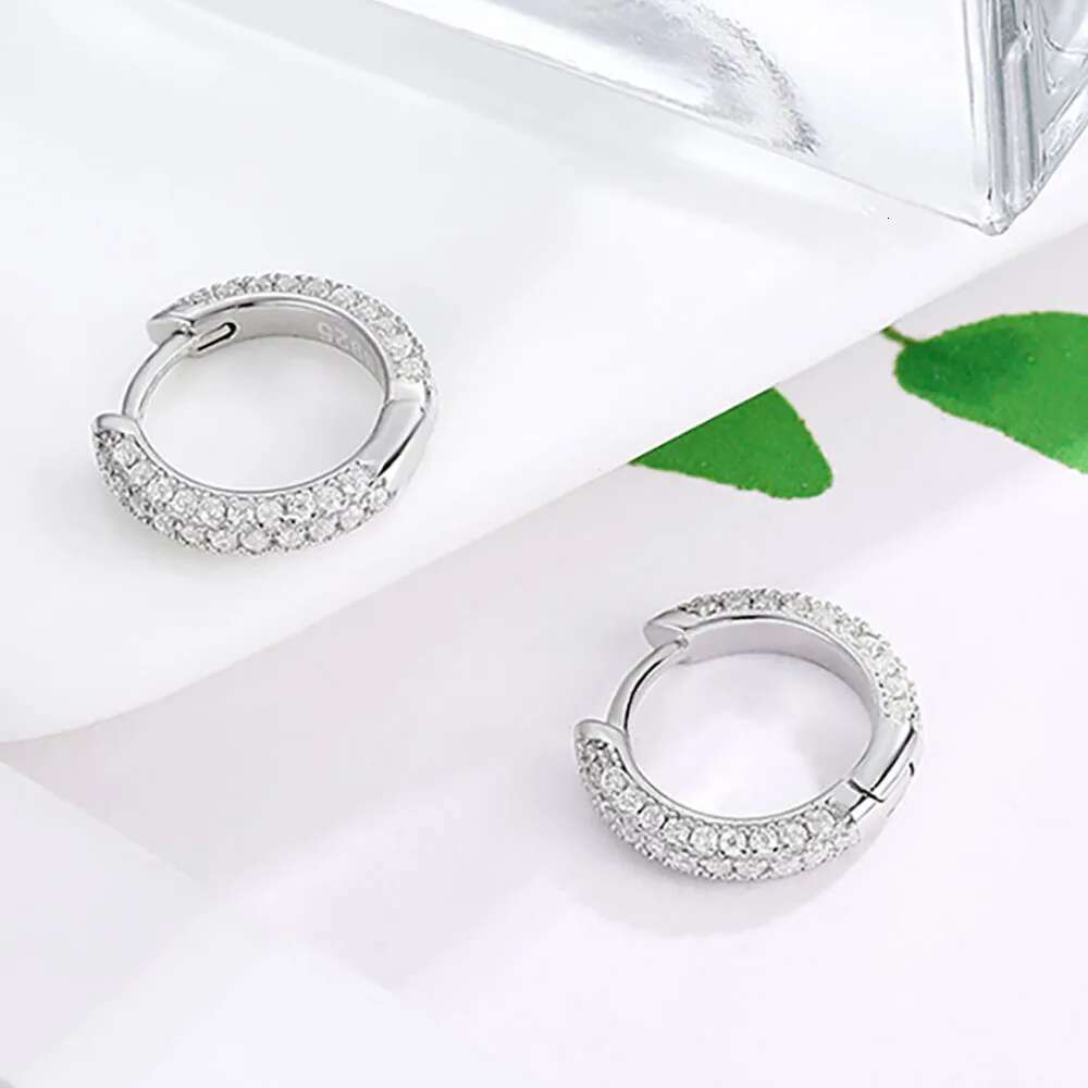 COSFIX D Color 1.0mm Full Moissanite Stud Earring S925 Silver Plate Pt950 Band Simple Versatile Fine Jewelry for Wholesale