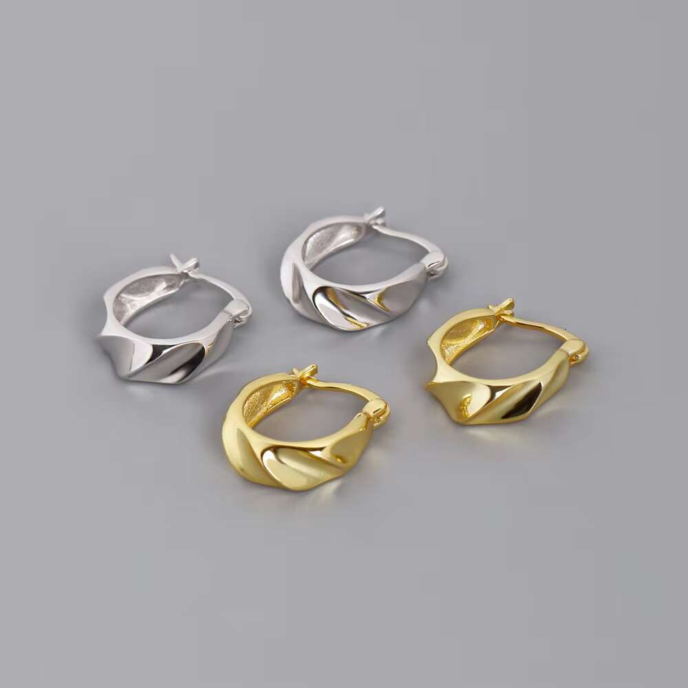 style jewelry and accessories, gold-plated pure sier geometric hoop earrings, women's thick earrings
