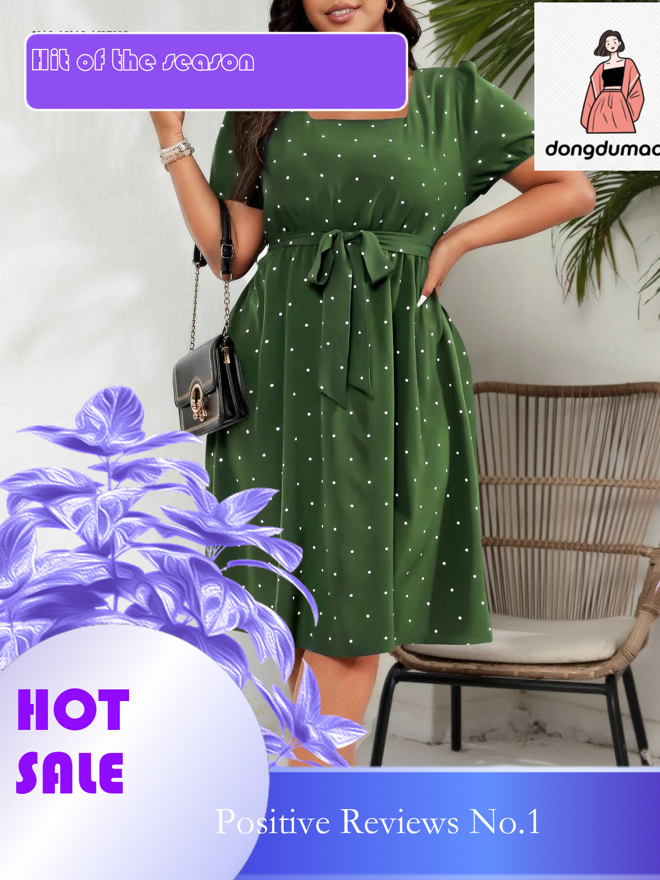 dongdumaoyi 2025 Casual Dot Square Collar Plus Size Women Summer Vintage Lace-up Short Sleeve Ladies Elegant Ruffle Knee Dress