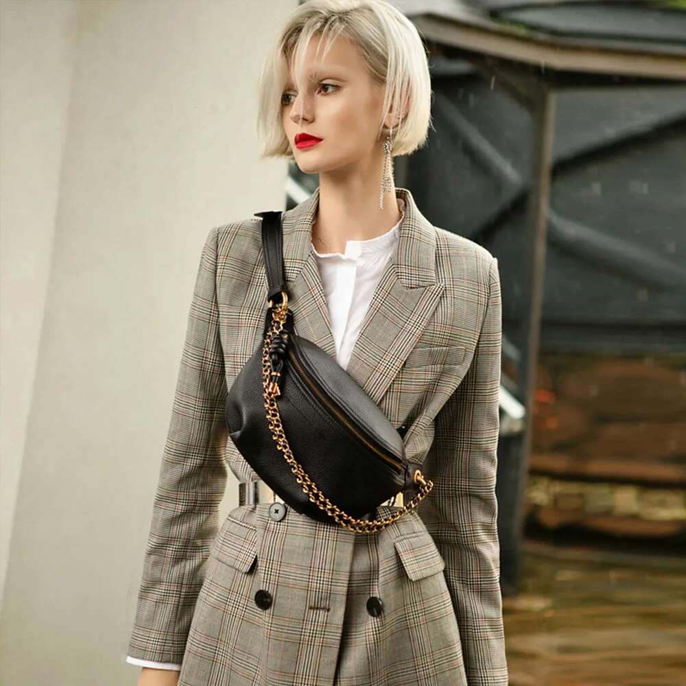 ITAMOOD Genuine Leather Waist Packs For Women Fashion Fanny Pack Belt Designer Trendy Crossbody Bag