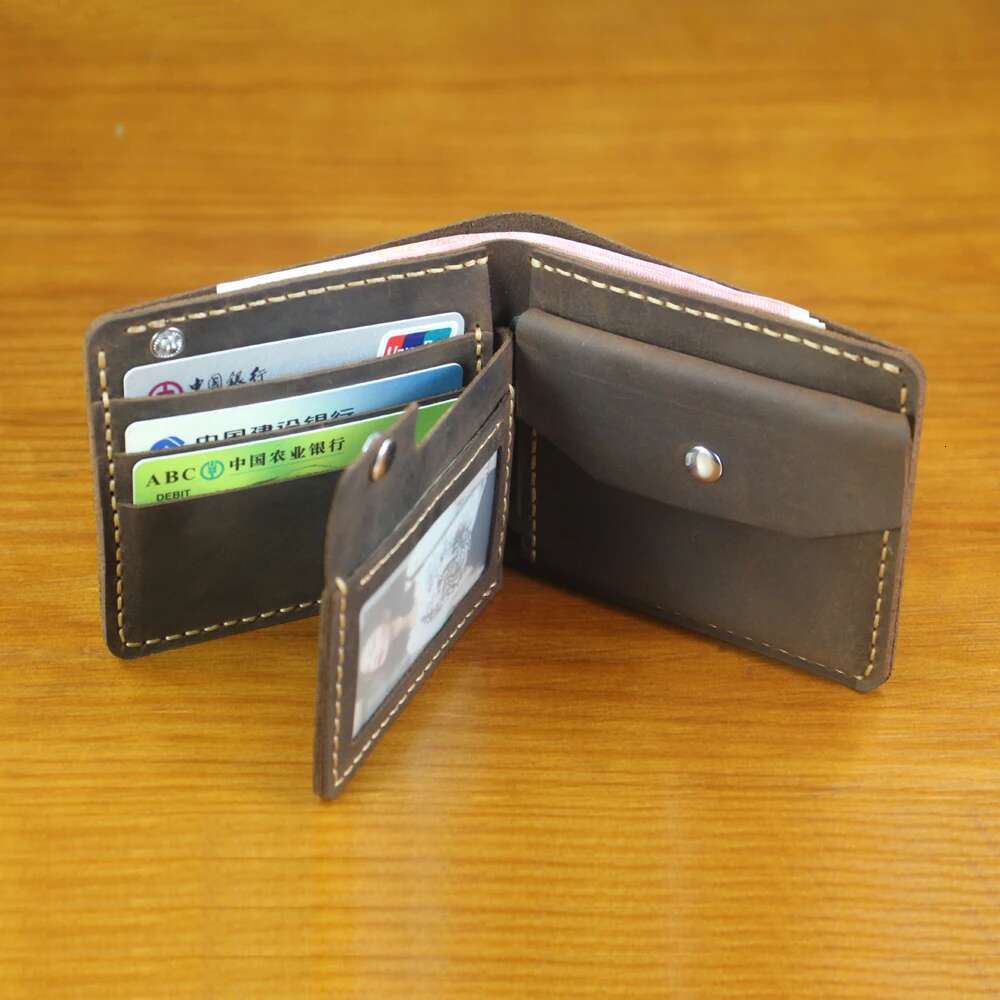 High Quality Handmade Genuine Wallet with Coin Pocket Men Purse Bifold Wallets Short Male Leather Money Clips Bag WF310