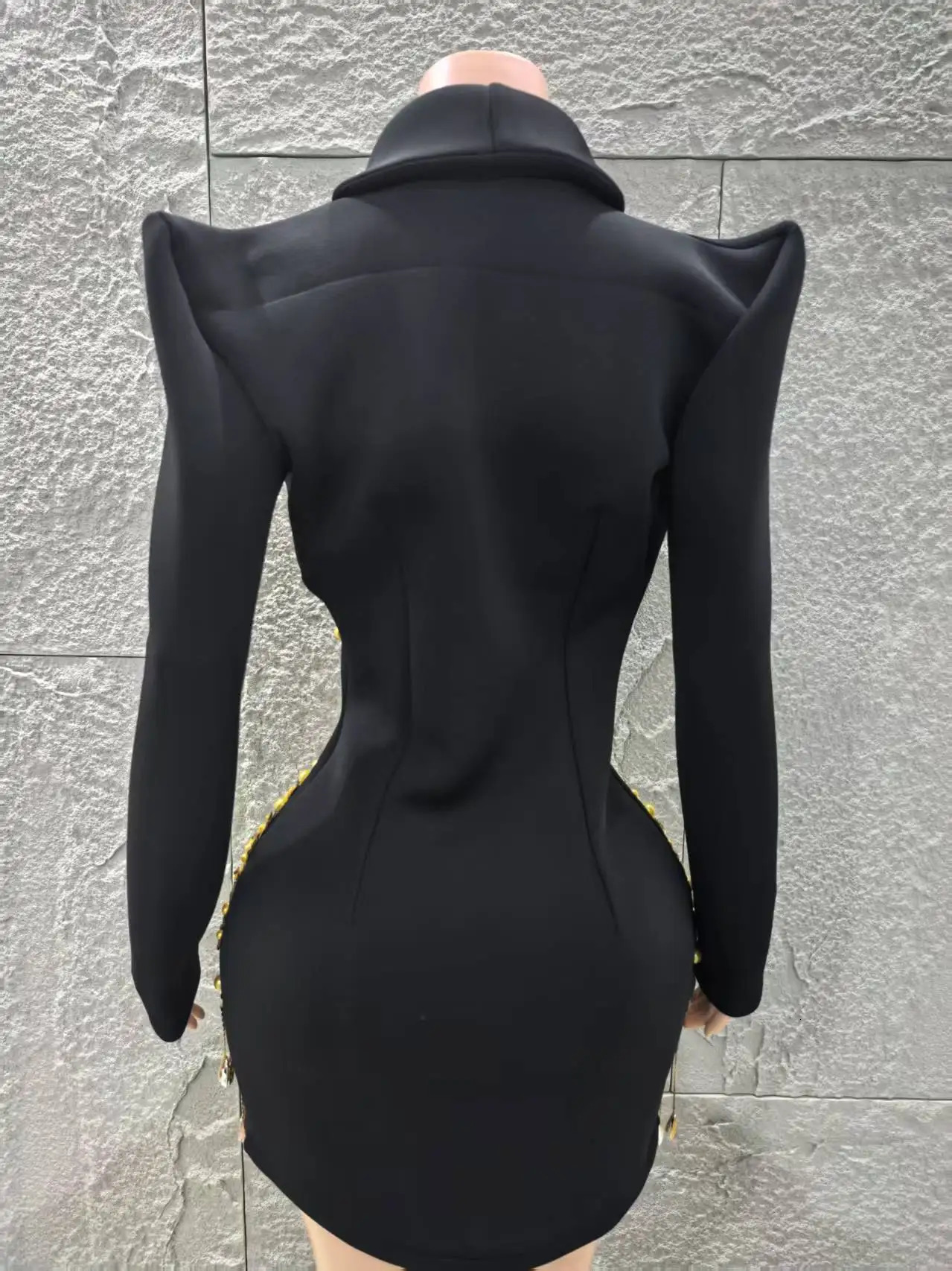 High Quality Women Long Sleeve Sexy Deep V-Neck Bodycon Blazer Dress Shinning Sequins Celebrate Nightclub Bar Singer Stage Wear 250517