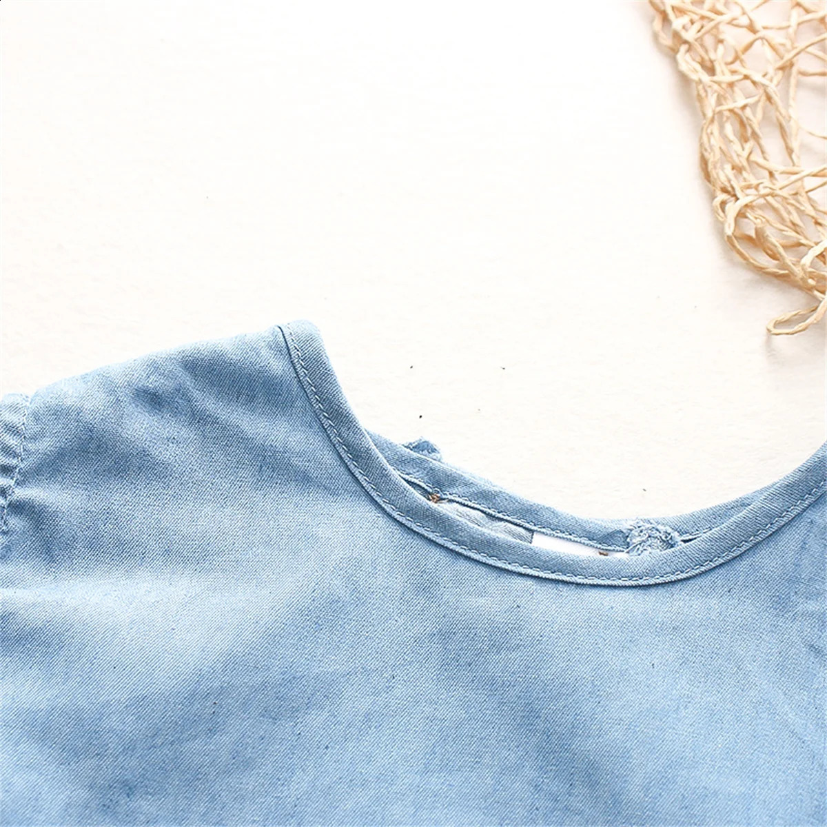 Summer Baby Top Simple Blue Girls Korean Style Sweet Childrens Sleeveless Clothes 03 Years Old 250517z