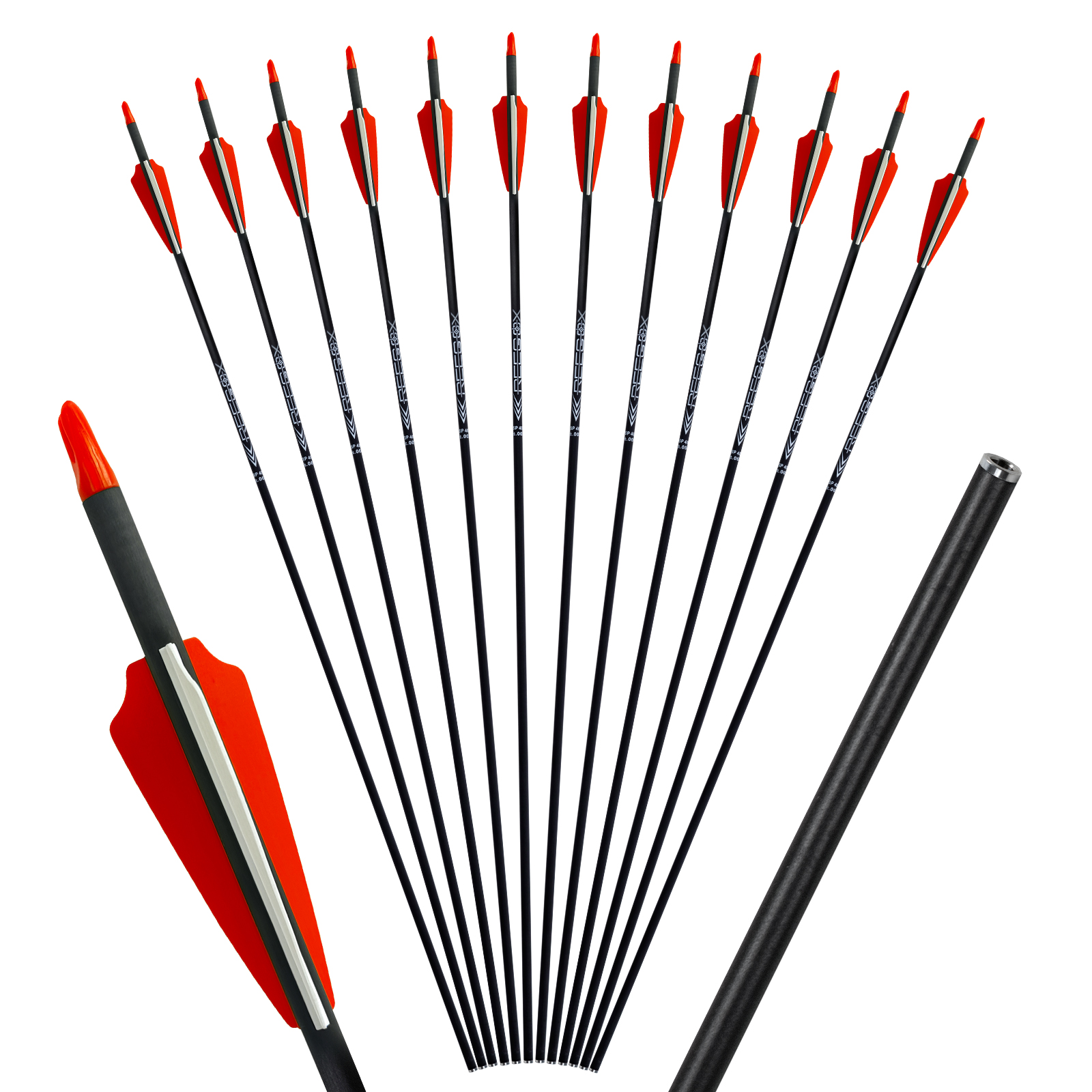 Archery Arrows without Arrowheads 31inch Spine250-600 Targeting Arrows 6.2mm Carbon Hunting Arrows Practice Arrows for Recurve Bow & Compound Bow (Pac