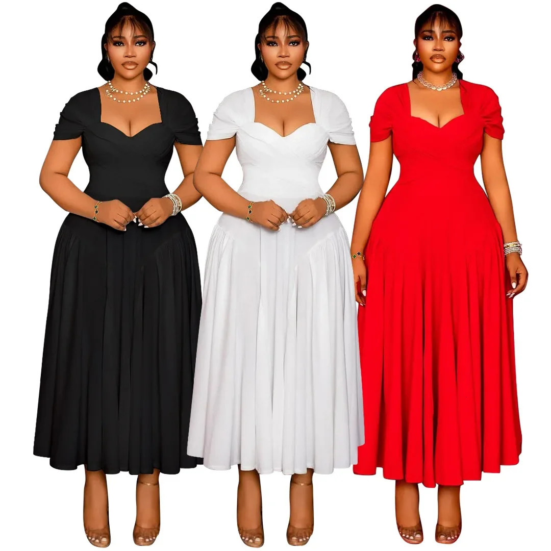 Plus Size Fashionable Elegant Long Strapless plus Size Dress for Black Women N8072 Cross-Border Large Size Clothing Sexy Wais... 250520