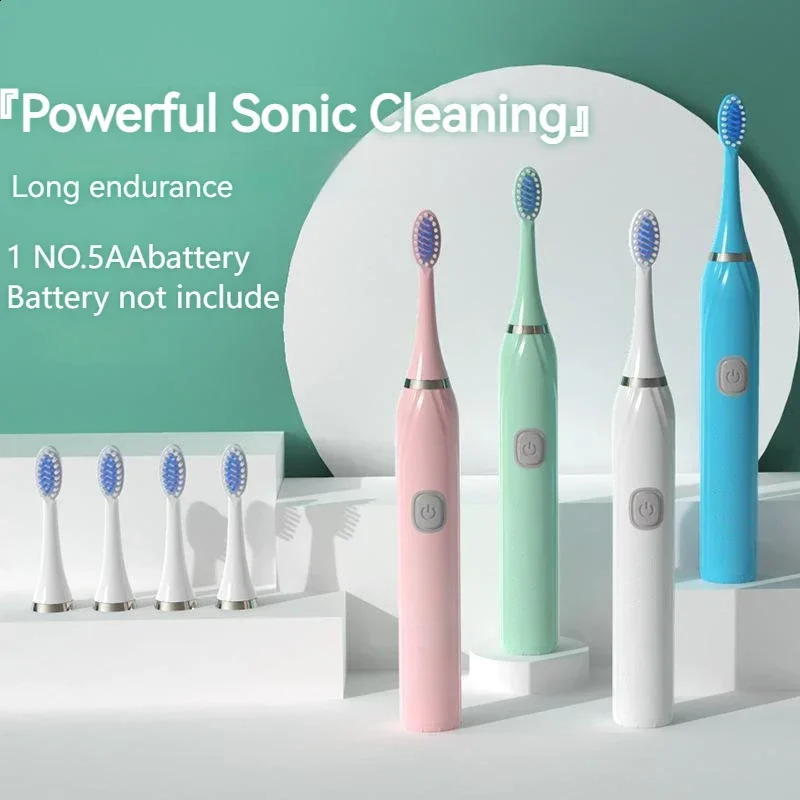 Adult Sonic Electric Toothbrush DuPont Soft Bristles IPX7 Waterproof Ultrasonic Technology Large Button Vibration for Oral Care 250516