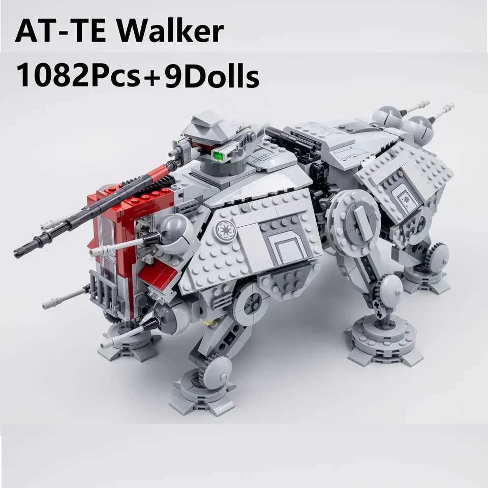 Free shipping 1082PCS Compatible At-te Walker All hine with 9 Mini Figures Terrain Actuator Model Building Blocks 75337 Kit Bricks Toy Gift