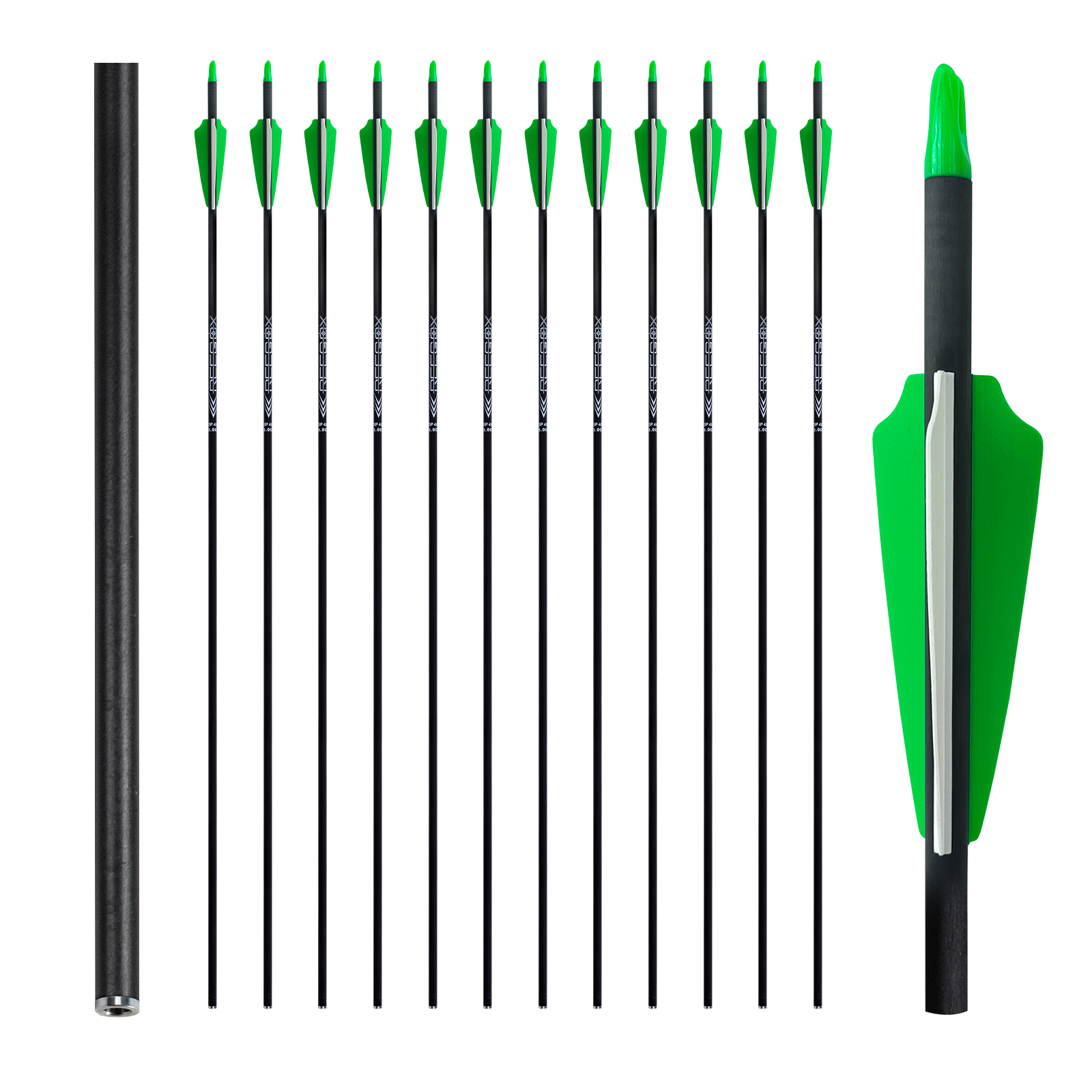 31inch Archery Arrows Spine250-600 Targeting Arrows without Arrowheads 6.2mm Carbon Hunting Arrows Practice Arrows (Pack of 12)