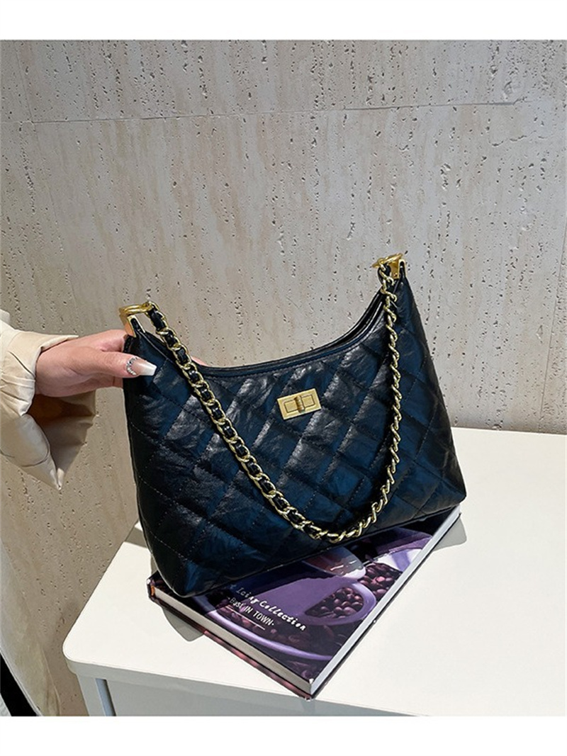 Designer Free Shipping 2025 New Fashion Commuter Premium Texture Dia Grid Chain Underarm Shoulder Bag for women