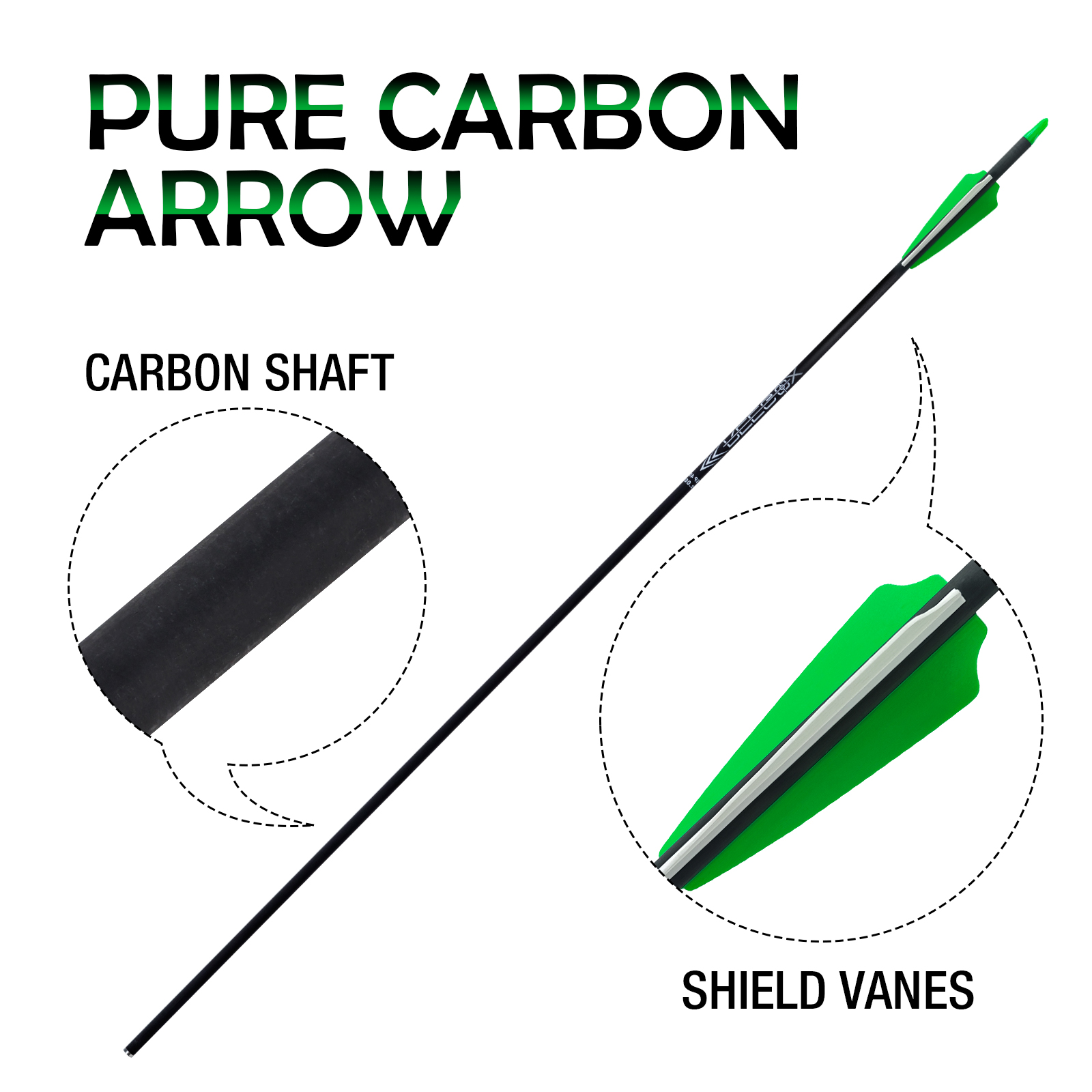 31inch Archery Arrows Spine250-600 Targeting Arrows without Arrowheads 6.2mm Carbon Hunting Arrows Practice Arrows (Pack of 12)