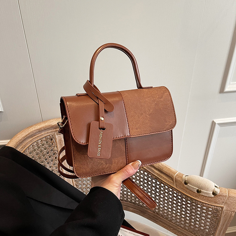 Free Delivery Designer Bag Splicing Texture Hand With Niche Design Crossbody French Small Square Stylish Versatile Shoulder Luxury Bag