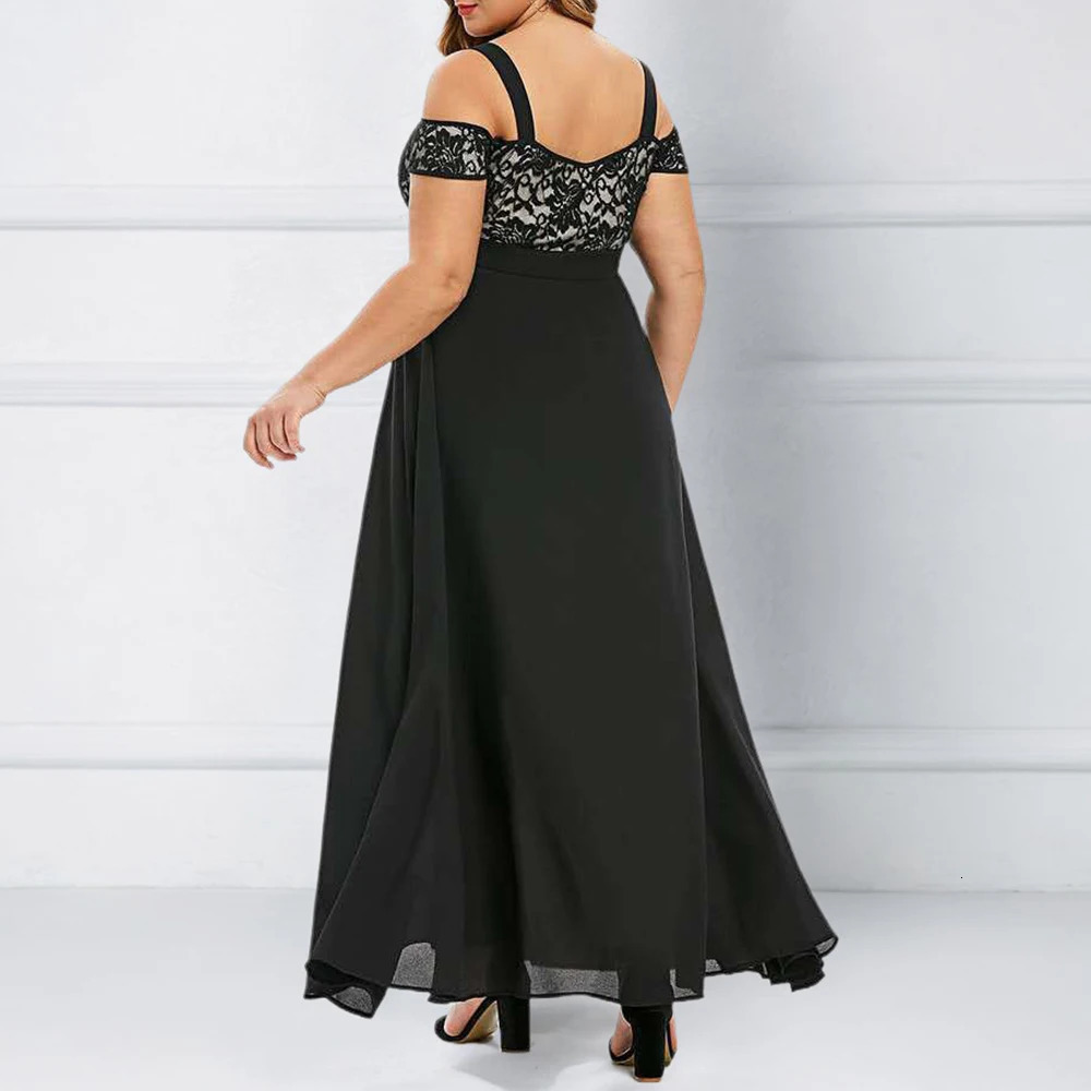 Women Plus Size Short Sleeve Summer Maxi Dress Party Evening Long Dress Cold Shoulder Large Size Formal Occas Dresses 5XL 6XL 250520