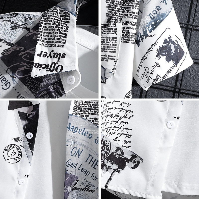 Mens Printed Shirt Seaside Vacation Casual Top Large Size Oversized Beach Clothing 250516