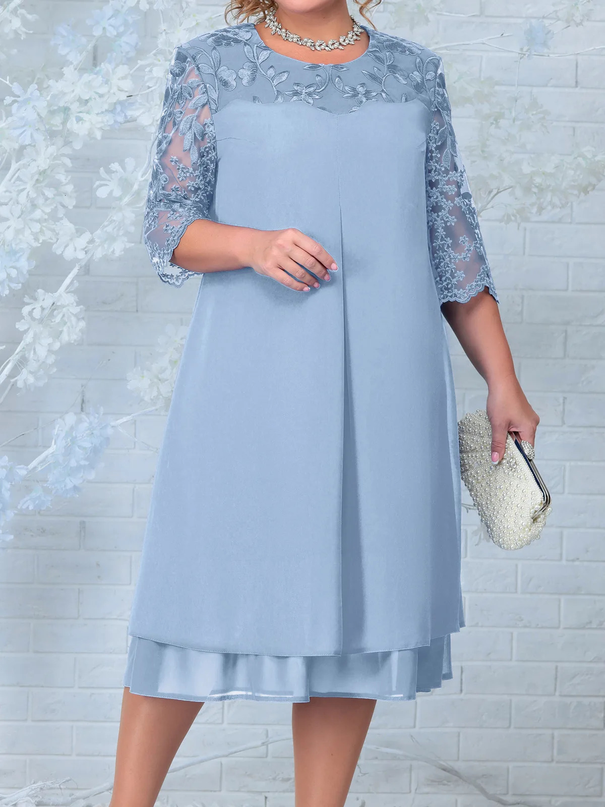 Plus Size Dresses For Women Elegant Embroidery Chiffon Prom Formal Wedding Evening Party Banquet Prom Women Clothing Vestidos 250520