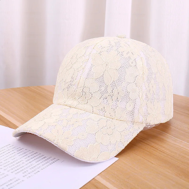 Duck tongue hat womens summer hollow breathable baseball hat versatile Korean version lace flower sun hat outdoor sun hat 250603