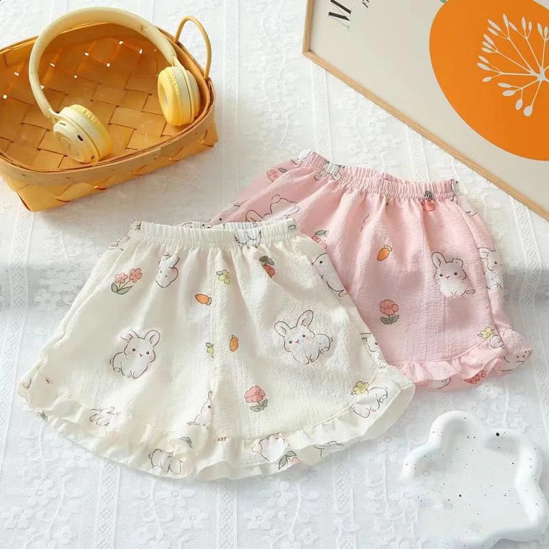 Beach Pography Cute Flower Printed Baby Girl Shorts Elastic Waist Loose Casual Ruffle Summer Toddler Girls Short Pants 250517z