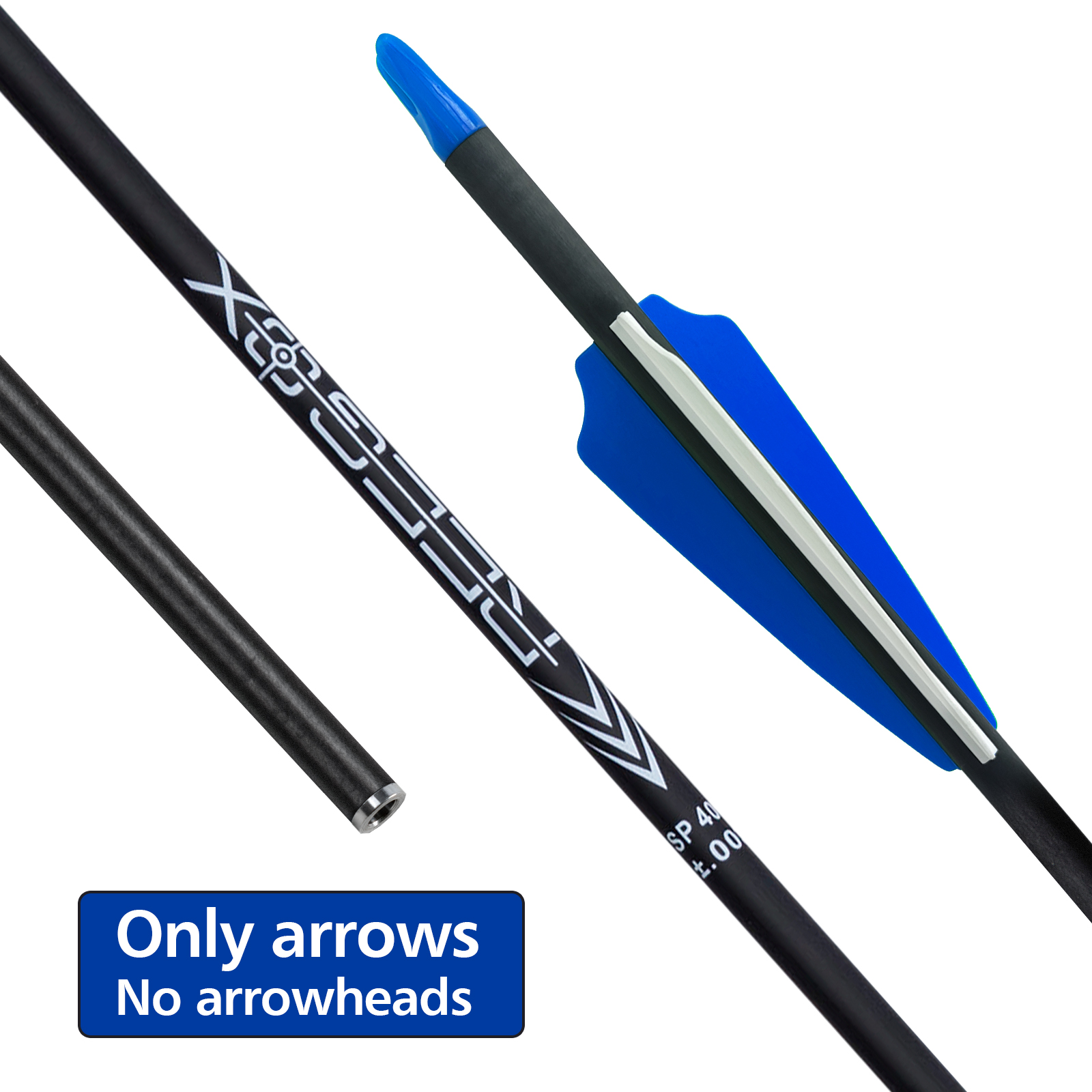 Without Arrowheads Archery Targeting Arrows 31inch Spine250-600 Training Arrows 6.2mm Carbon Hunting Arrows Practice Arrows for Recurve Bow & Compound