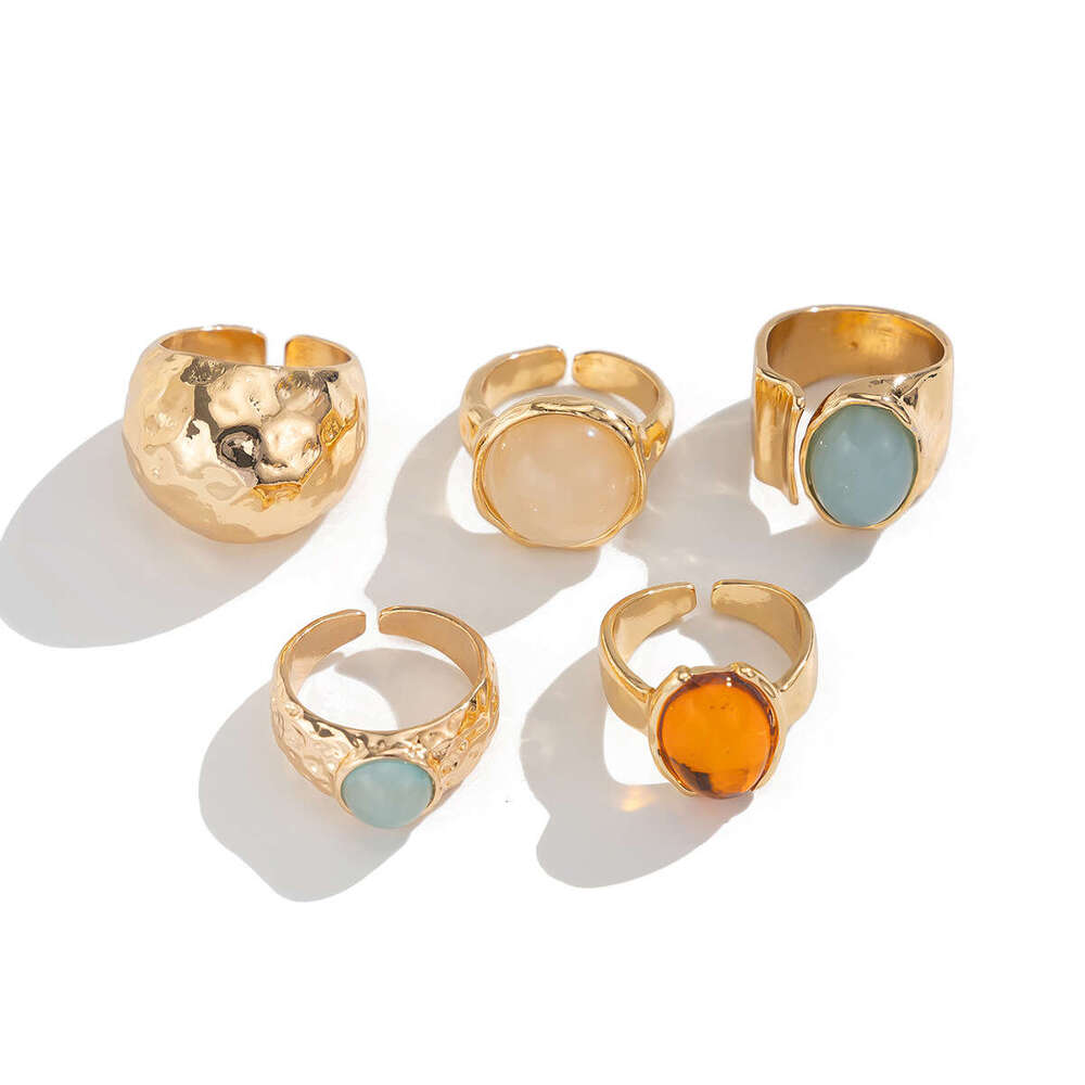 Jewelry fashion sense inlaid with acrylic ring light style irregular alloy new product