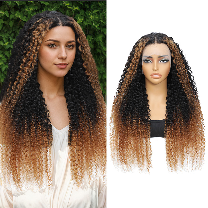 18-30 inches 13x6 1B/30 # lace front waterwave wig for human | Women's curly wig human hair with free stitching and natural hairline