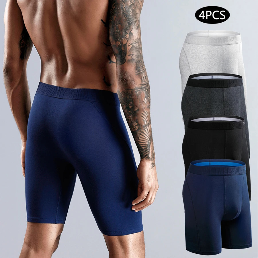 4pcs Long Leg Underpants Cotton long Boxers For Man Underwear Sexy Men Panties Mens Boxer Shorts Male Trunks Gift 250519