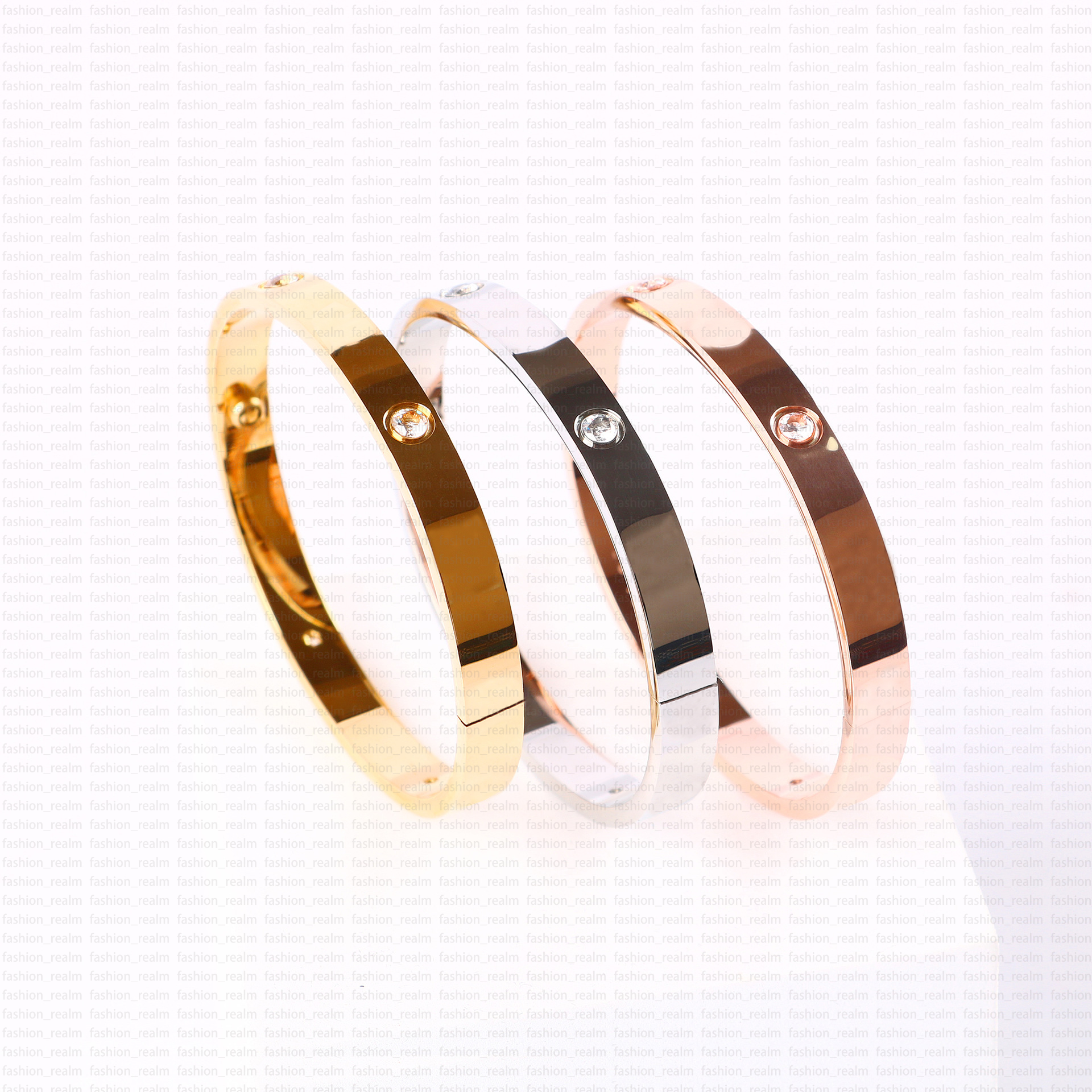 gold bracelet bangles luxury designer jewelry nail cuff bracelets Silver Rose diamond 4CZ Stainless Steel Charm bangle for woman man wedding gift