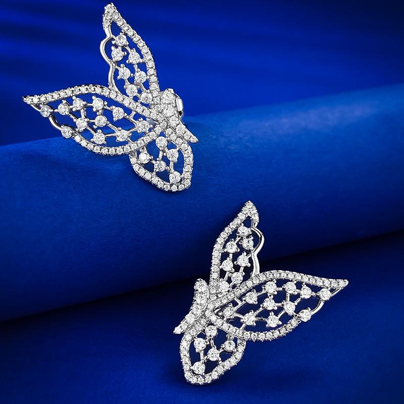 S925 Sterling Silver Hollow Butterfly Earrings for Women, Simple and Stylish Design