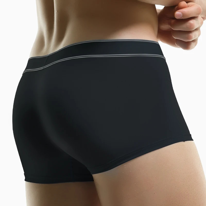 5PCS Ice silk antibacterial underpants mens four-cornered trousers flat-cornered short slits summer thin sporty large-sized 250519