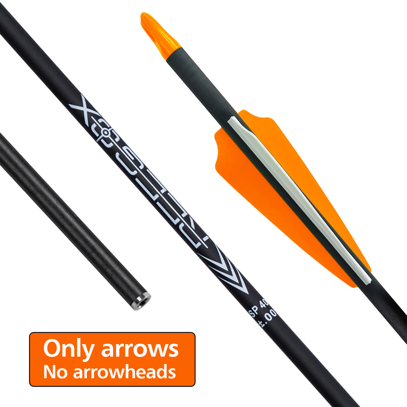 Archery Targeting Arrows without Arrowheads 31inch Spine250-600 Arrows 6.2mm Carbon Hunting Arrows Practice Arrows for Recurve Bow & Compound Bow (12P