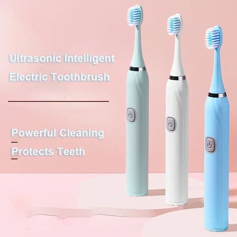 Adult Sonic Electric Toothbrush DuPont Soft Bristles IPX7 Waterproof Ultrasonic Technology Large Button Vibration for Oral Care 250516