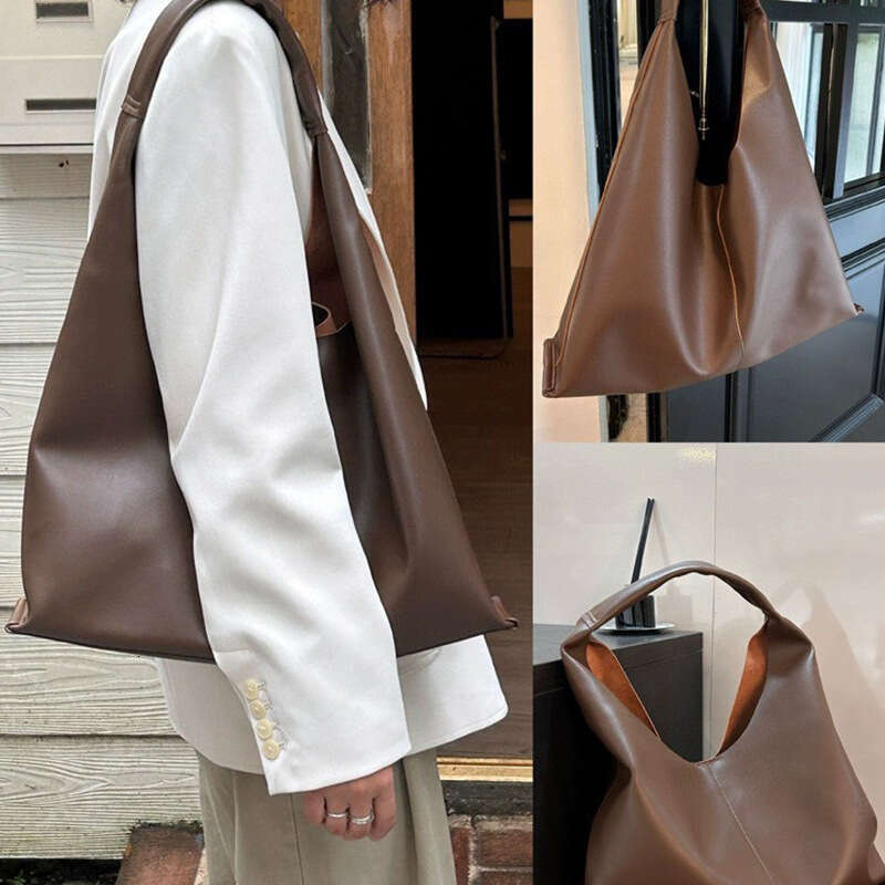 Tote Bag Tote Bag Lazy Minimalist Cowhide Tote New Autumn Large Capacity Soft Leather Shoulder Bag Korean Version Solid Color Handbag Lady Bags Lady B