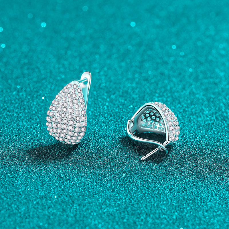 S925 Sterling Silver Moissanite Pear-Shaped Earrings, Simple & Elegant, Perfect for Fashion and Special Occasions