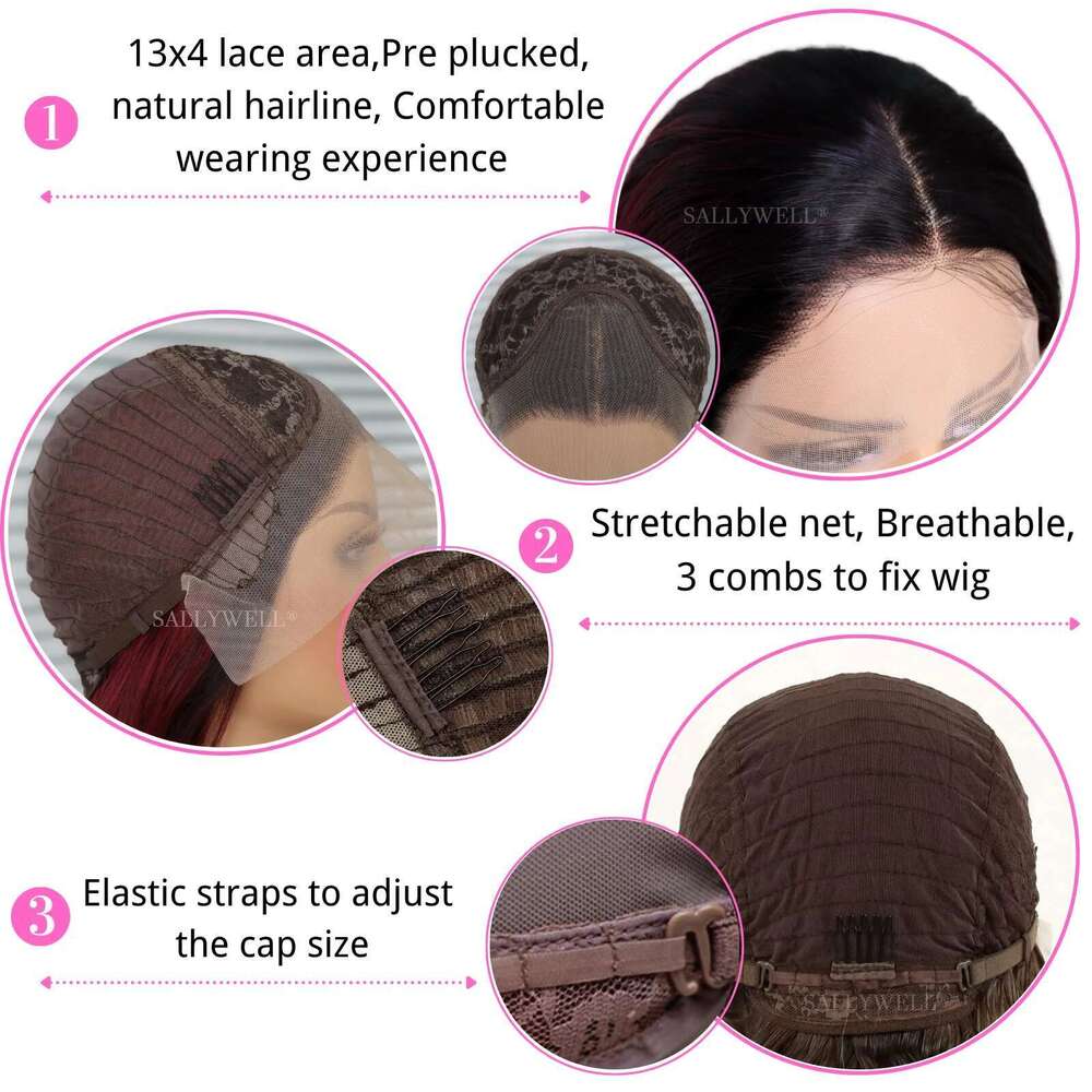 13x4 Bury Straight Lace Front 3T Color With Natural Hairline Heat Resistant Fiber Hair Synthetic Wig Pre Plucked