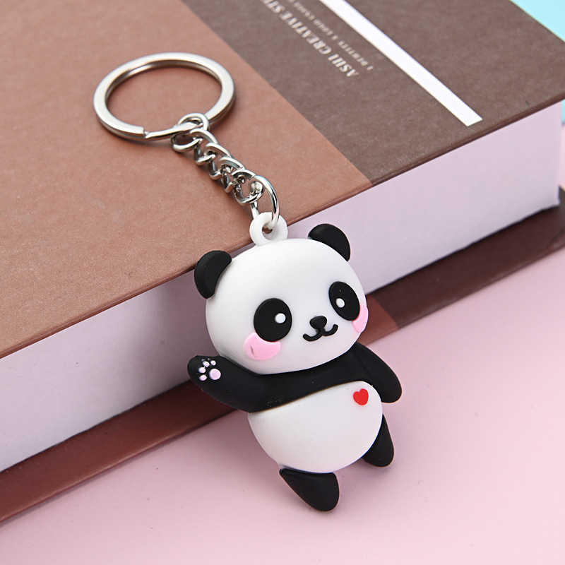 Cute national treasure panda cartoon keychain playful panda bag pendant push pendant small gift