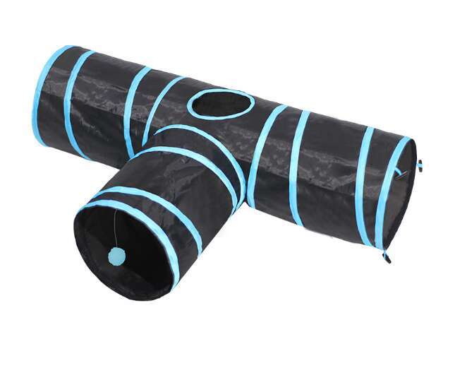 Portable 3-way Foldable Toy with Ball Tear-resistant Pet Tunnel Tube Collapsible Kitty for Indoor Cats Cat