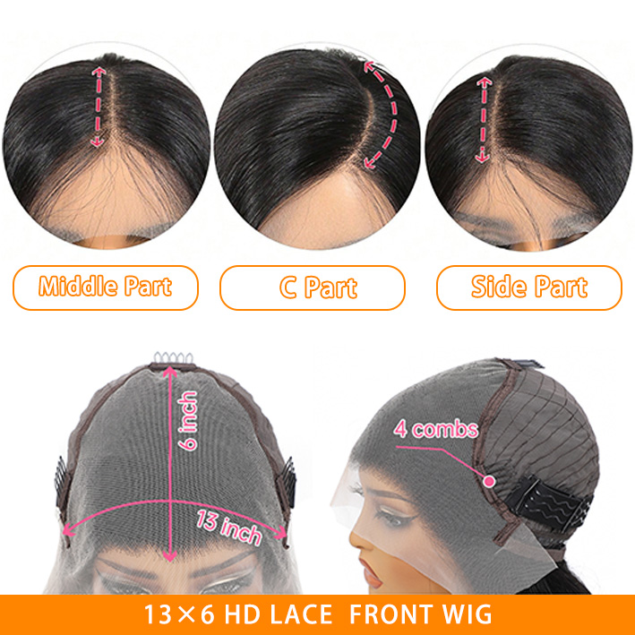 18-30 inches 13x6 1B/30 # lace front waterwave wig for human | Women's curly wig human hair with free stitching and natural hairline