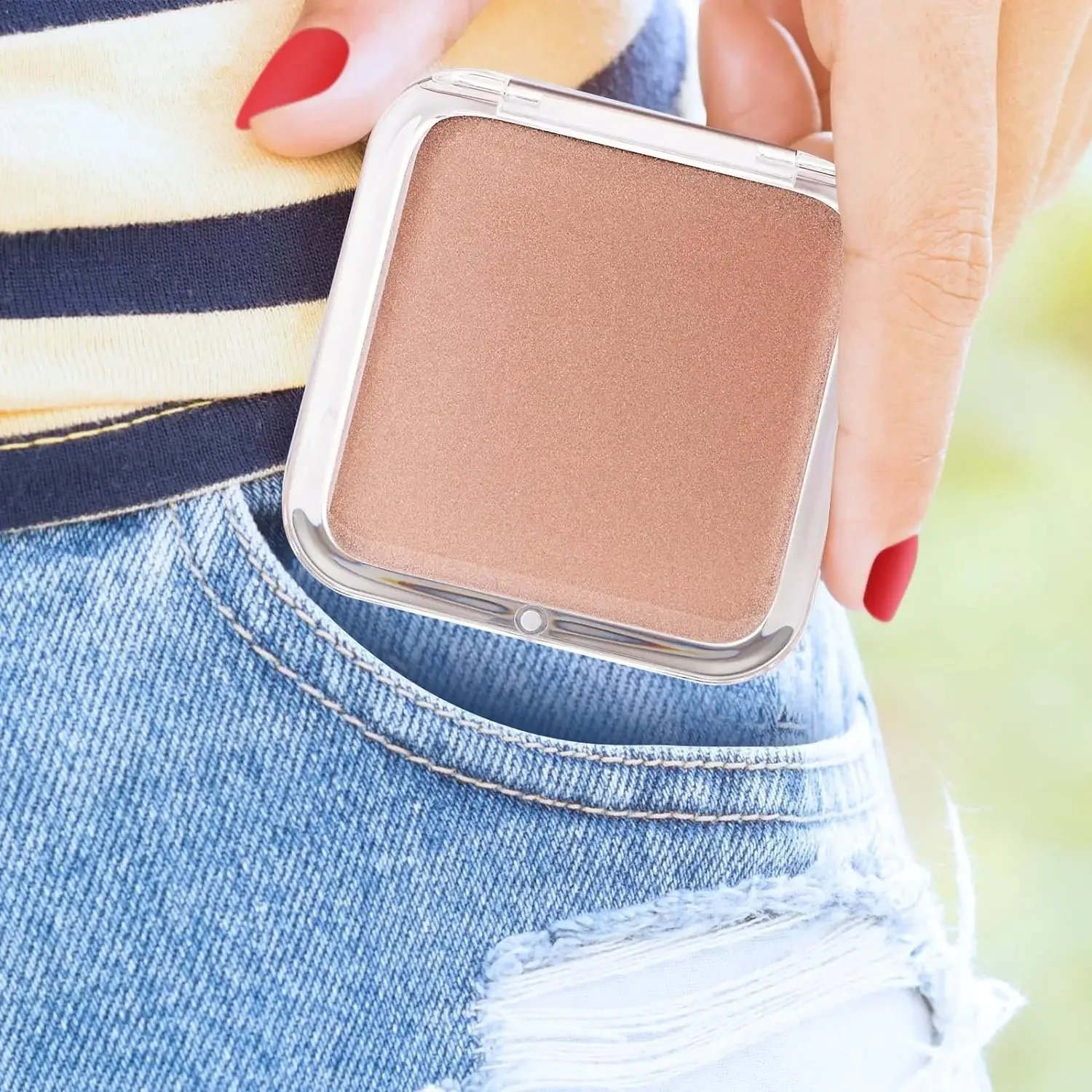 Compact 15X Magnifying Makeup Mirror for Travel Small Pocket Mirror-Handheld Foldable Portable 2-Sided Mirror for Purses Square 250513
