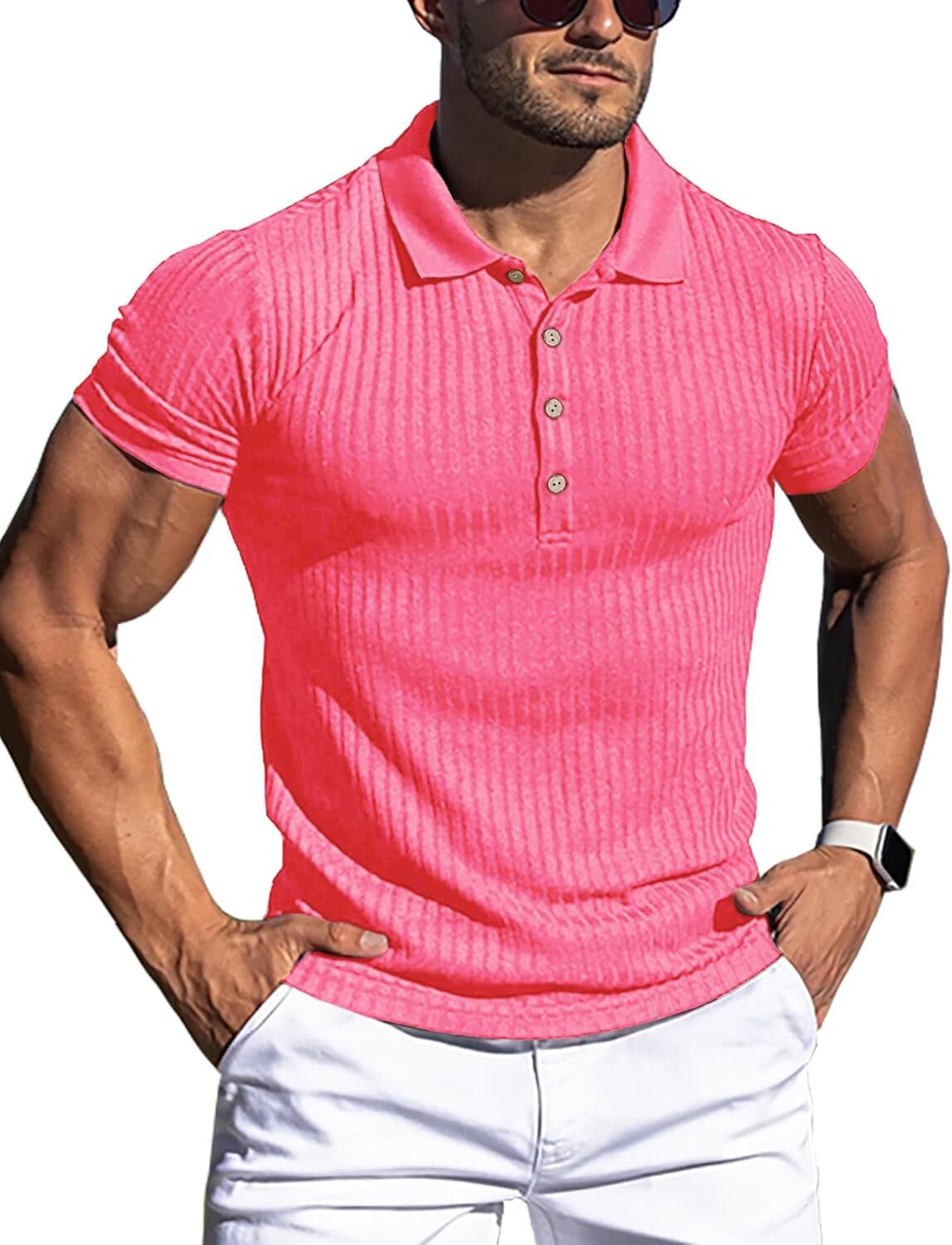 Mens Polo shirt Men's Muscle T Shirts Stretch Short Sleeve Workout Tee Casual Slim Fit tshirt Casual tops summer clothes