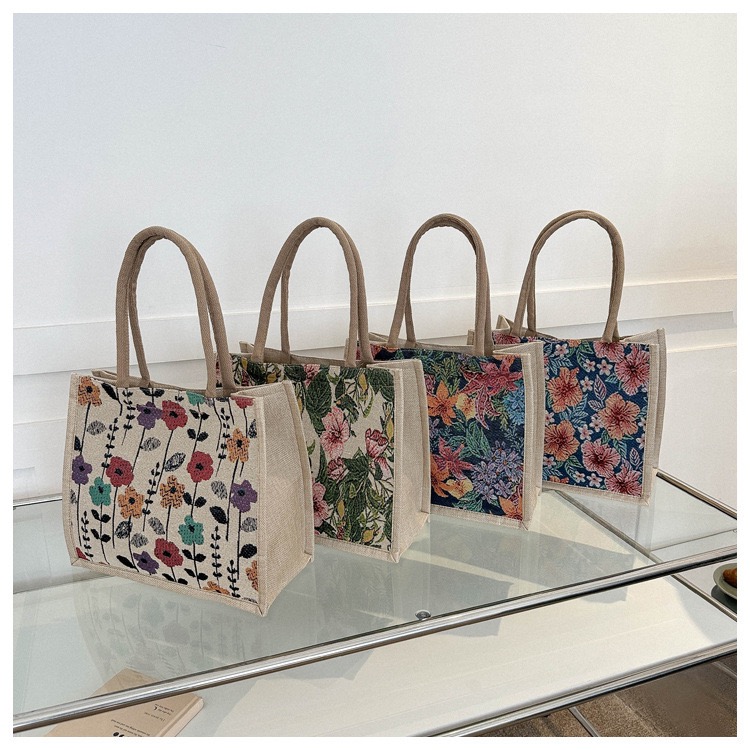 Shopping Bag 2025 New Ladies Printing Oversized Canvas Tote Brand Jacquard Embroidery Fashion Versatile Work Commuter Tote Bag