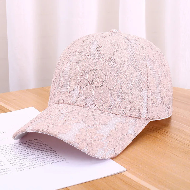 Duck tongue hat womens summer hollow breathable baseball hat versatile Korean version lace flower sun hat outdoor sun hat 250603
