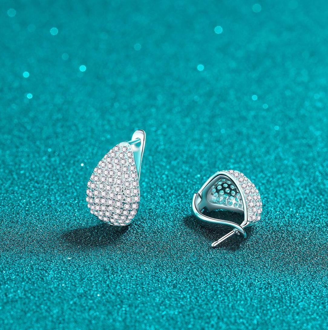 S925 Sterling Silver Moissanite Pear-Shaped Earrings, Simple & Elegant, Perfect for Fashion and Special Occasions