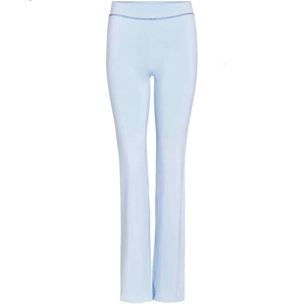 Iamgia Blue Cotton Zipper Hooded Long Sleeved High Stretch Top Low Waist Micro Flared Pants For Women 2024