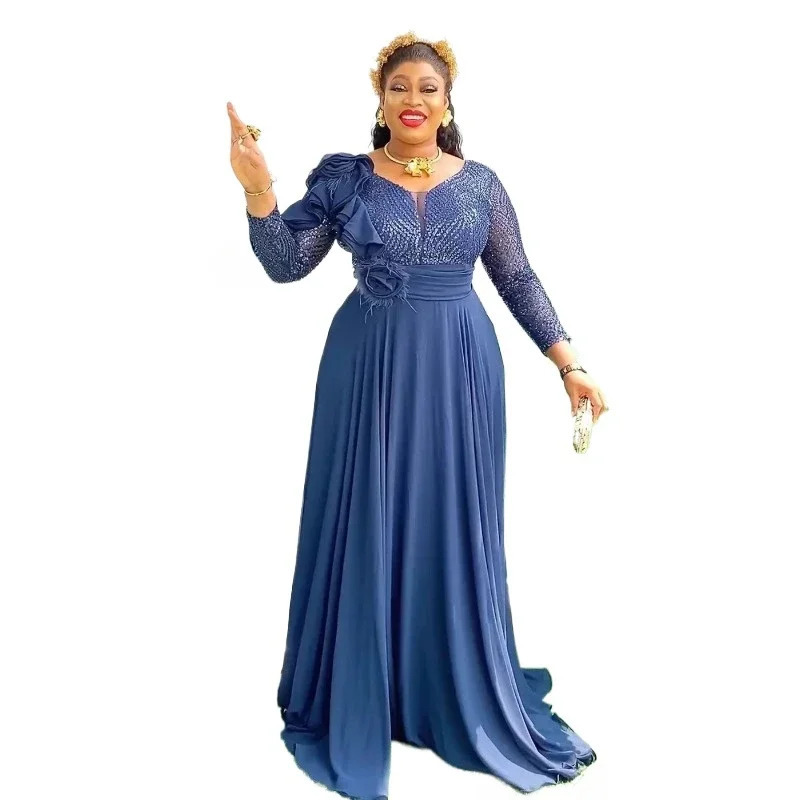 Elegant African Dresses for Women Africa Clothing Plus Size Turkey Wedding Party Long Dress Dashiki Ankara Outfits Robe 250520