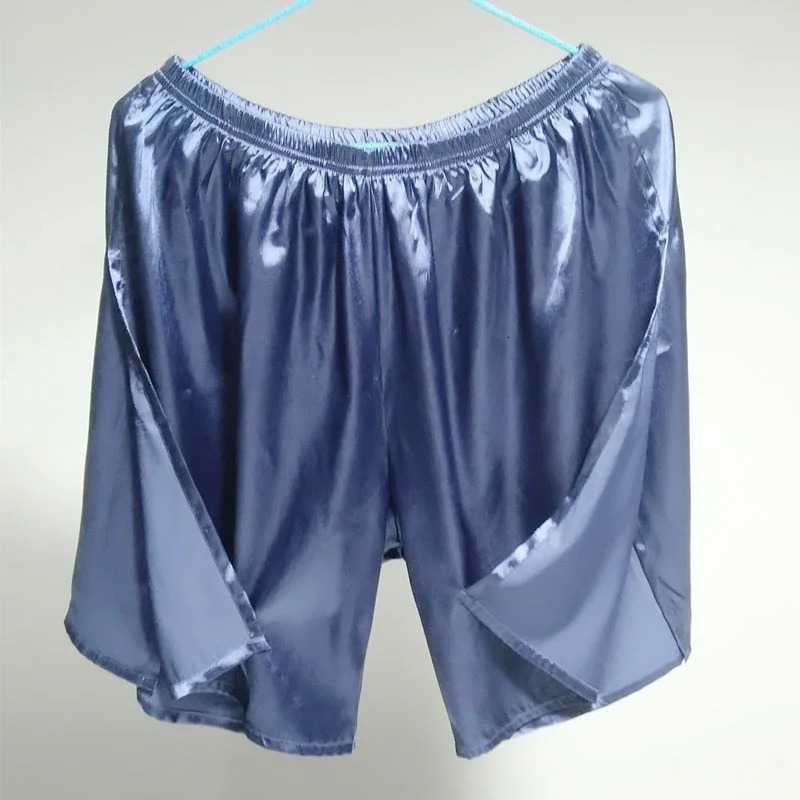 Summer Mens Ice Silk High Split Satin Glossy Shorts Male Plus Size Casual Sleeping Shorts Bottoms 250519
