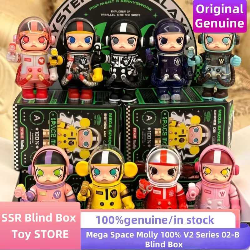 Genuine Mega Space Molly 100% V2 Series 02-B Blind Box Cute Action Figure Toys Mystery Box Desktop Decor Ornament Kids GiftT250510