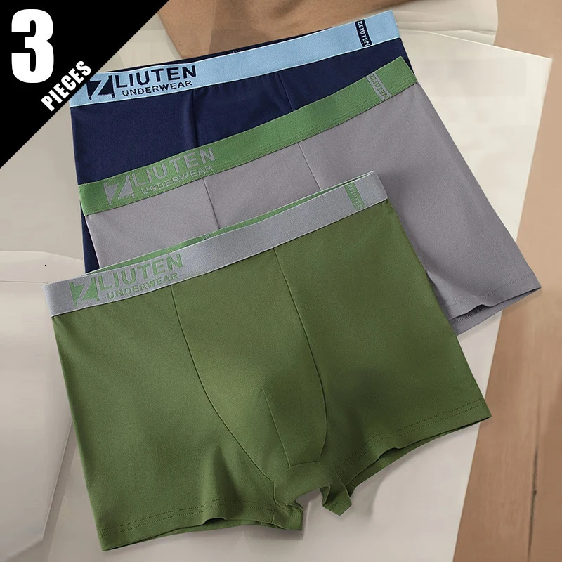 3-pieces Mens Solid Color High-end Fashion Underwear Comfortable Sports Four Cornered Pants Middle-aged Mens Plus Size Shorts 250519
