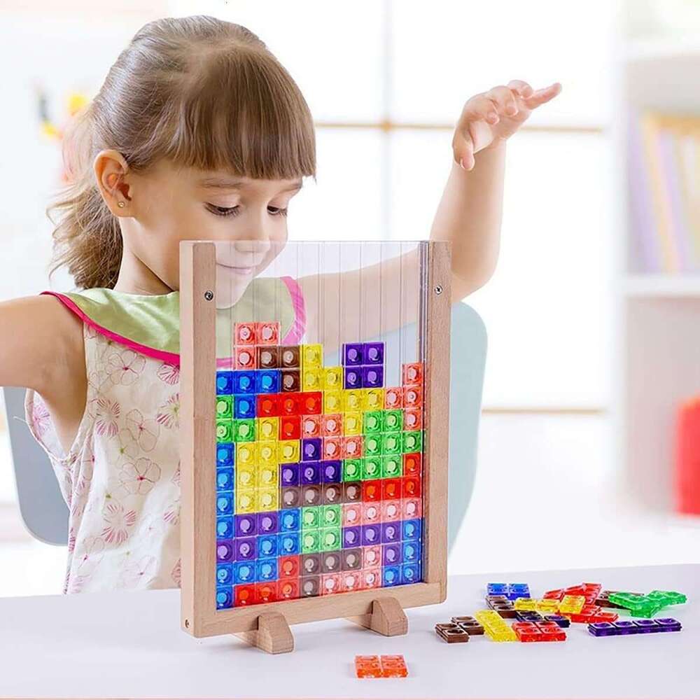 DHGadgets Russian Blocks Puzzle,3D Transparent Brain Teaser Toys, 3D Puzzles, Montessori Toys for 3 4 5 6 7 8 9 10 Year Old Boys Girls Kids